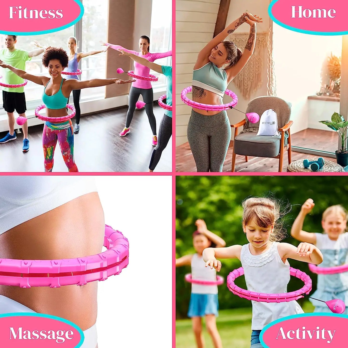 Smart sport hoop Weighted Exercise Hoops for Adults Easy Detachable Design with Adjustable Weight, Fitness Gym Equipment for Hom